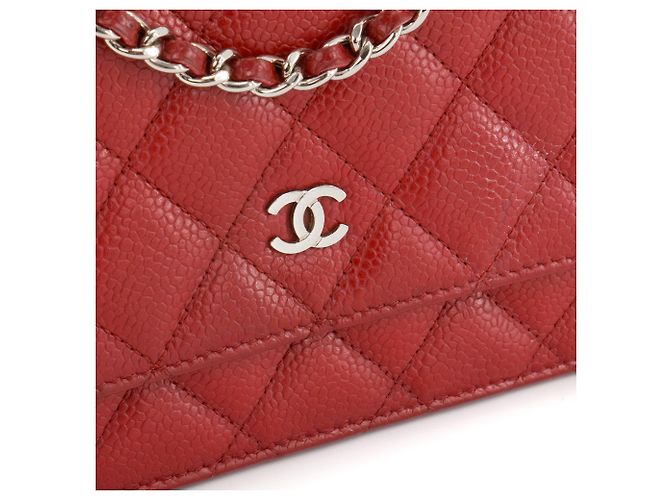 CHANEL - Borsa a tracolla Wallet on Chain Chanel in pelle caviar rossa Rosso - vista 4