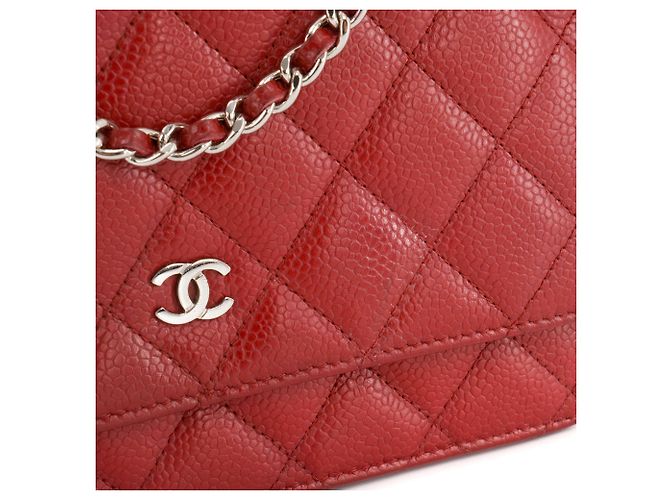CHANEL - Borsa a tracolla Wallet on Chain Chanel in pelle caviar rossa Rosso - vista 6
