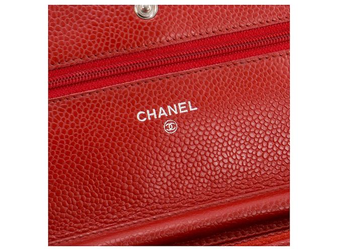 CHANEL - Borsa a tracolla Wallet on Chain Chanel in pelle caviar rossa Rosso - vista 9