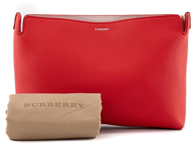BURBERRY - Pochette Burberry in pelle granulata rossa Rosso - vista 8