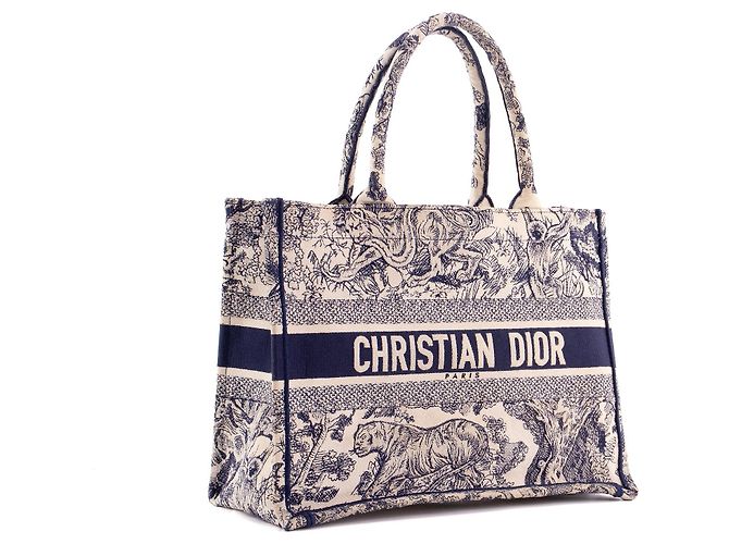 DIOR - Borsa tote Book Tote Dior in tela Toile de Jouy blu navy - vista 2