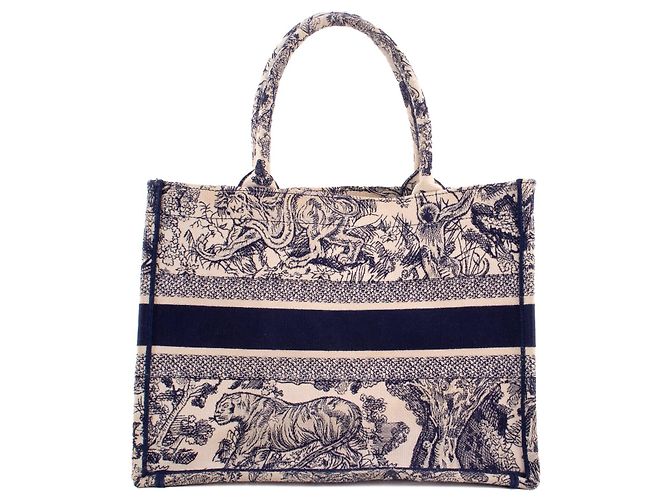 DIOR - Borsa tote Book Tote Dior in tela Toile de Jouy blu navy - vista 3