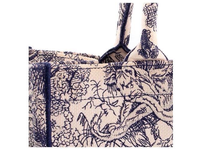 DIOR - Borsa tote Book Tote Dior in tela Toile de Jouy blu navy - vista 7