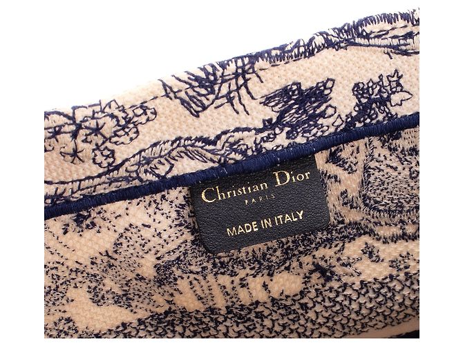 DIOR - Borsa tote Book Tote Dior in tela Toile de Jouy blu navy - vista 8