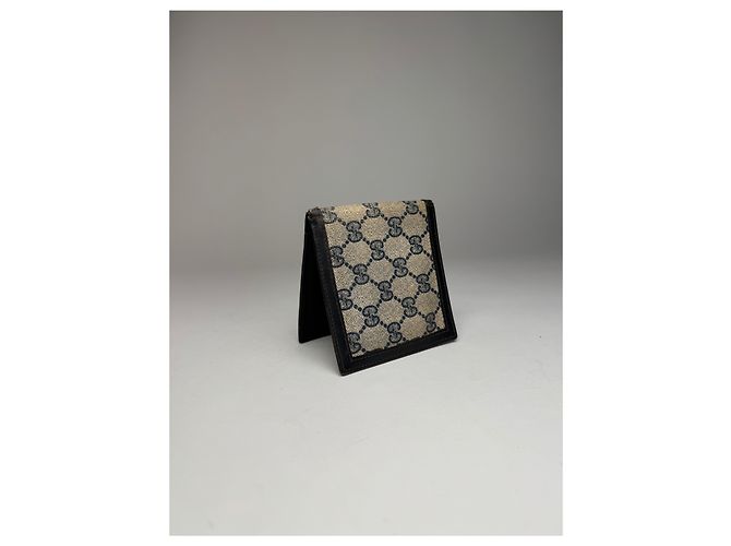 Vintage Gucci Monogram Flapable Ophidia Wallet Grey Navy - view 11