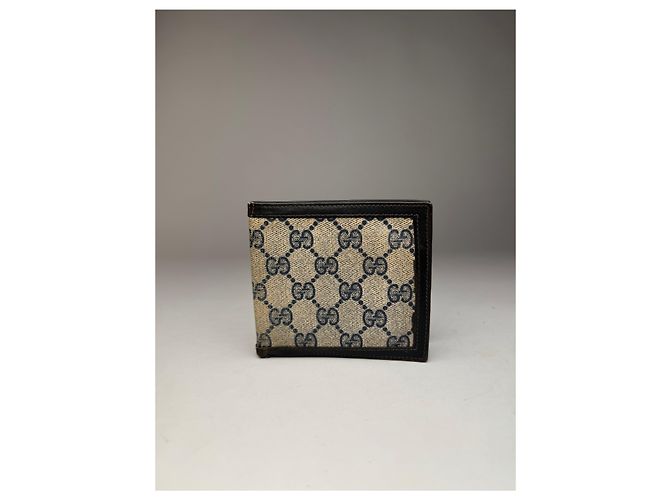 Vintage Gucci Monogram Flapable Ophidia Wallet Grey Navy - view 2