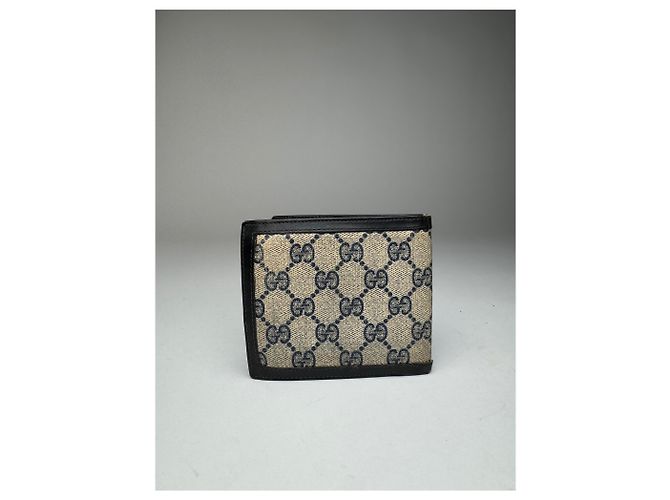 Vintage Gucci Monogram Flapable Ophidia Wallet Grey Navy - view 3