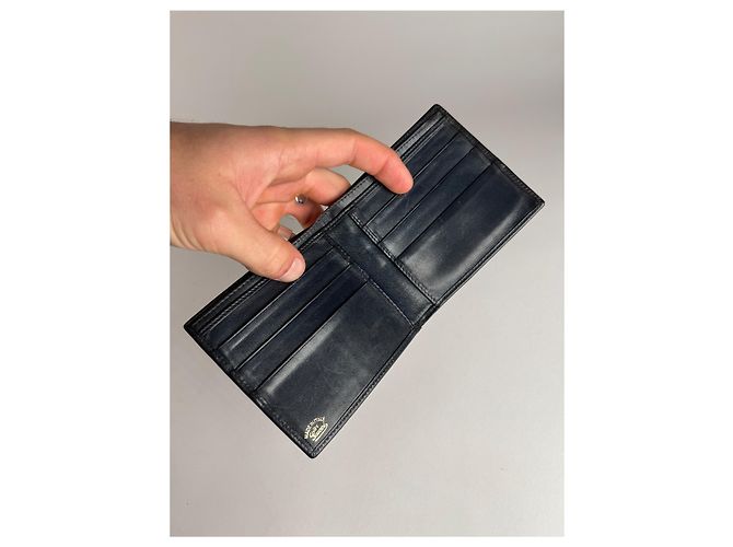 Vintage Gucci Monogram Flapable Ophidia Wallet Grey Navy - view 4