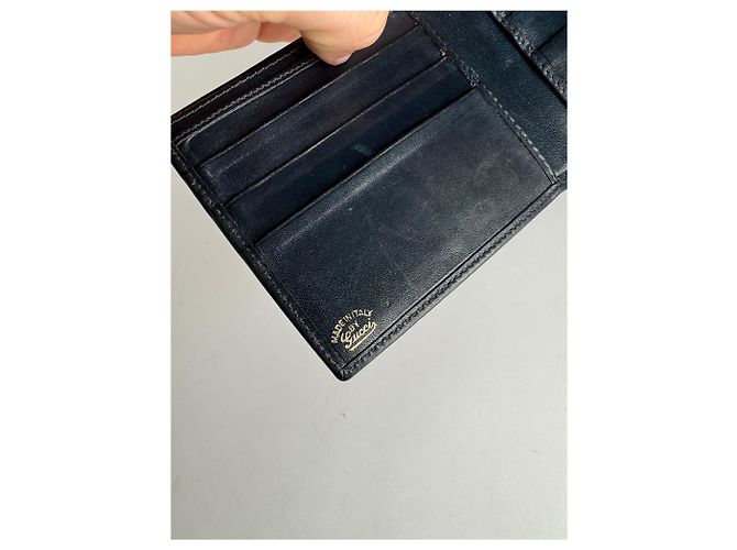 Vintage Gucci Monogram Flapable Ophidia Wallet Grey Navy - view 5