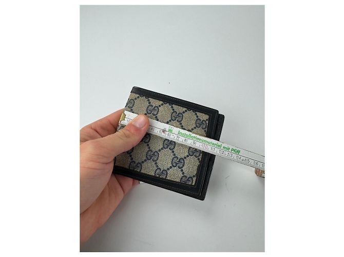 Vintage Gucci Monogram Flapable Ophidia Wallet Grey Navy - view 8