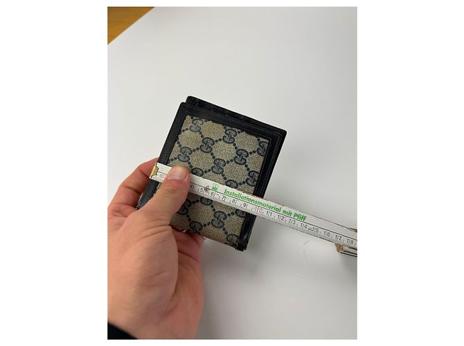 Vintage Gucci Monogram Flapable Ophidia Wallet Grey Navy - view 9