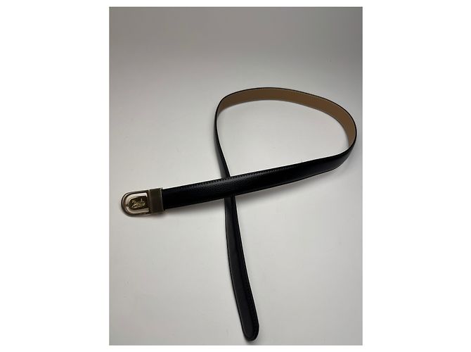 Céline Schwarzer Leder-Gürtel mit Vintage Celine Paris Wagenlogo - Ansicht 5