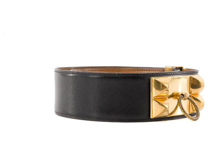 HERMÈS - Hundehalsband Gürtel aus schwarzem Leder (T80) Braun - Ansicht 2