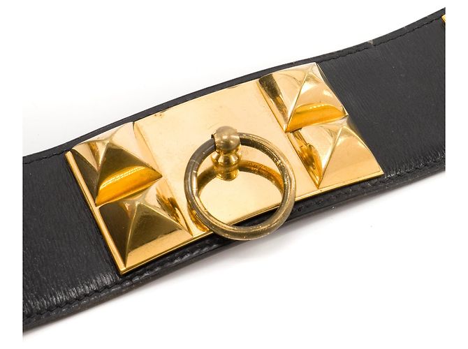 HERMÈS - Hundehalsband Gürtel aus schwarzem Leder (T80) Braun - Ansicht 3