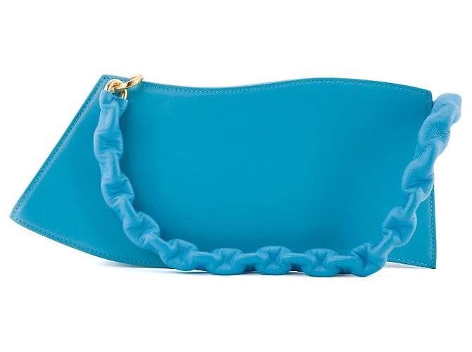 JACQUEMUS - Borsa a spalla La Vague Jacquemus in pelle blu - vista 3