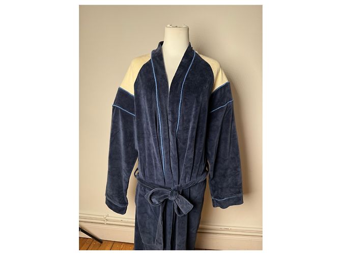 Vintage Dior Men’s Bathrobe Navy White L Navy blue - view 12