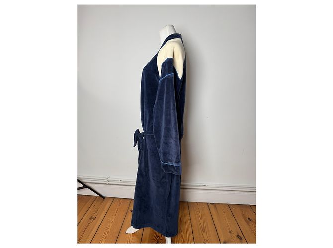Vintage Dior Men’s Bathrobe Navy White L Navy blue - view 2