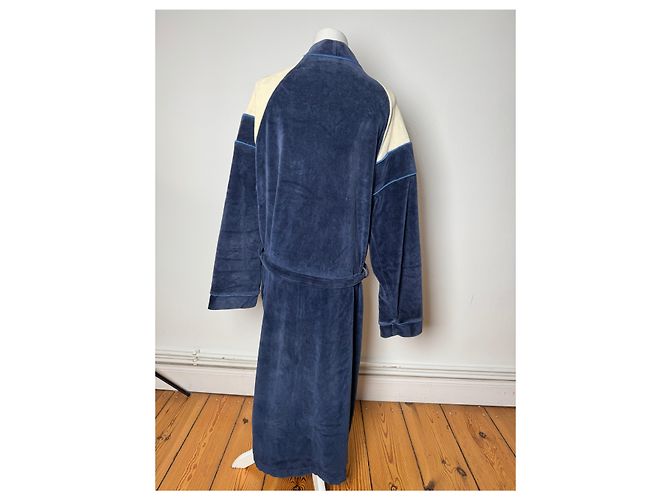 Vintage Dior Men’s Bathrobe Navy White L Navy blue - view 3