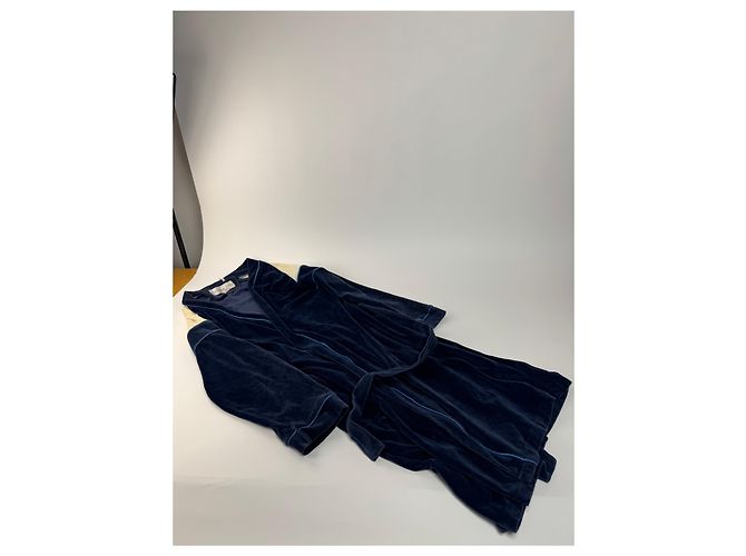 Vintage Dior Men’s Bathrobe Navy White L Navy blue - view 4