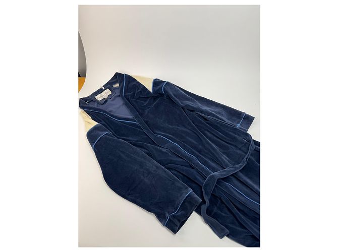 Vintage Dior Men’s Bathrobe Navy White L Navy blue - view 5