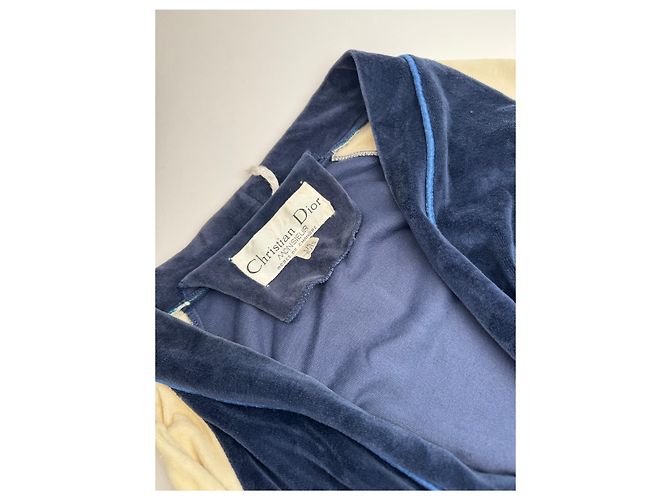 Vintage Dior Men’s Bathrobe Navy White L Navy blue - view 6