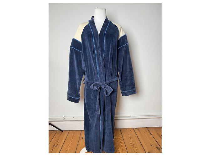 Vintage Dior Men’s Bathrobe Navy White L Navy blue - view 7
