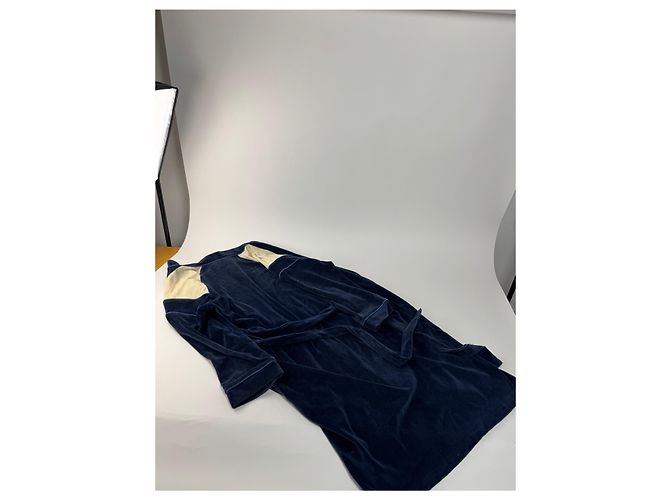 Vintage Dior Men’s Bathrobe Navy White L Navy blue - view 8