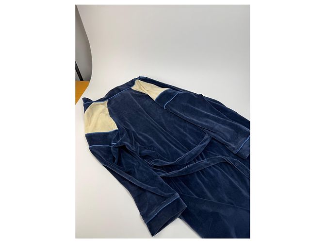 Vintage Dior Men’s Bathrobe Navy White L Navy blue - view 9