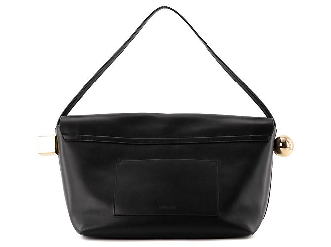 JACQUEMUS - Borsa a spalla Le grand Rond Carré Jacquemus in pelle nera Nero - vista 3