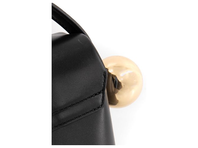 JACQUEMUS - Borsa a spalla Le grand Rond Carré Jacquemus in pelle nera Nero - vista 7