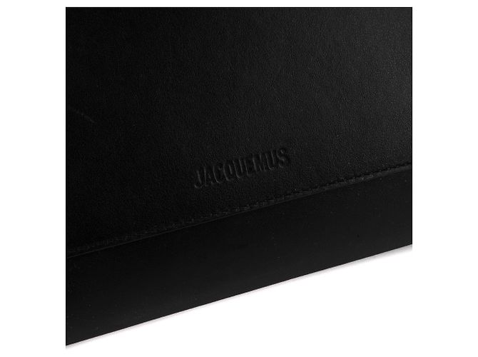 JACQUEMUS - Borsa a spalla Le grand Rond Carré Jacquemus in pelle nera Nero - vista 8