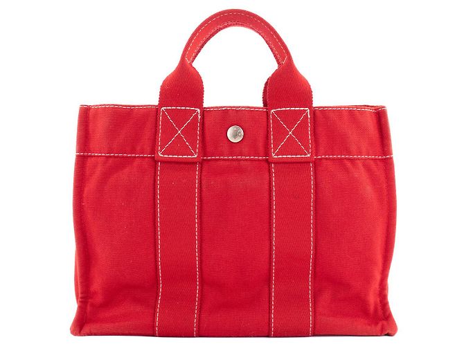 HERMÈS - Toto Hermès Rote Canvas-Tasche - Ansicht 3