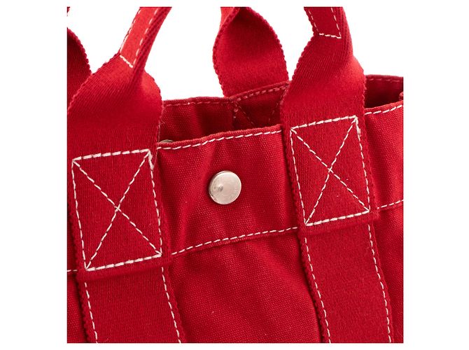 HERMÈS - Toto Hermès Rote Canvas-Tasche - Ansicht 5