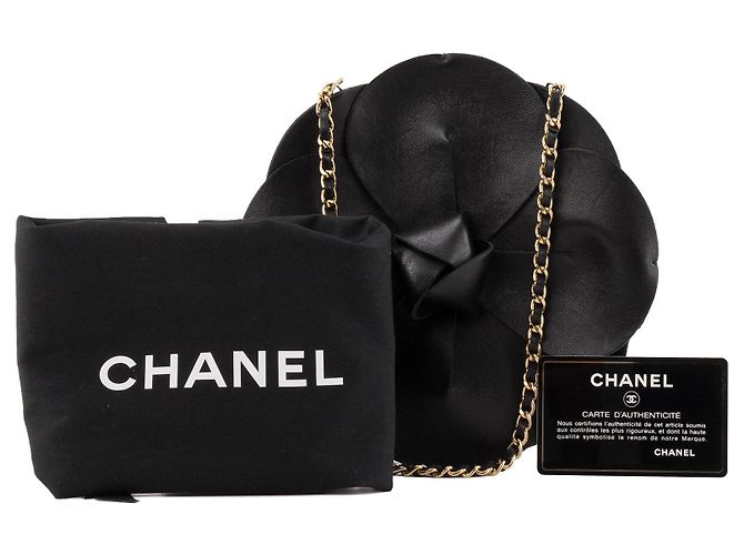 CHANEL - Borsa Camelia Chanel in pelle e satin nero - vista 10