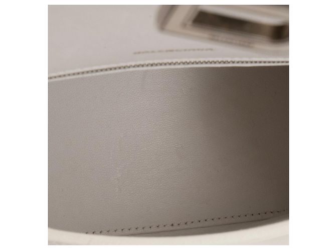 BALENCIAGA - Borsa a Spalla Hourglass in Pelle Bianco Grana - vista 11