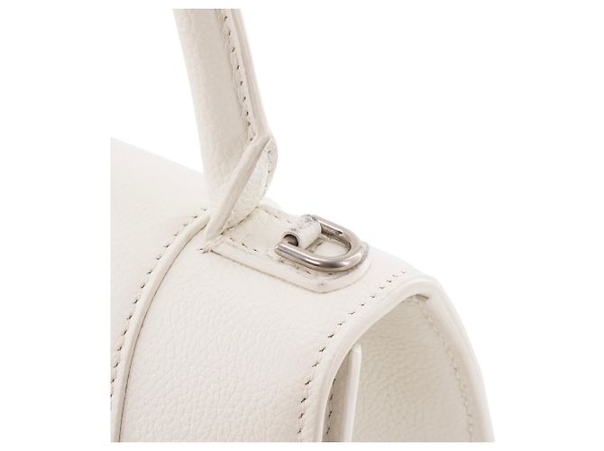 BALENCIAGA - Borsa a Spalla Hourglass in Pelle Bianco Grana - vista 5