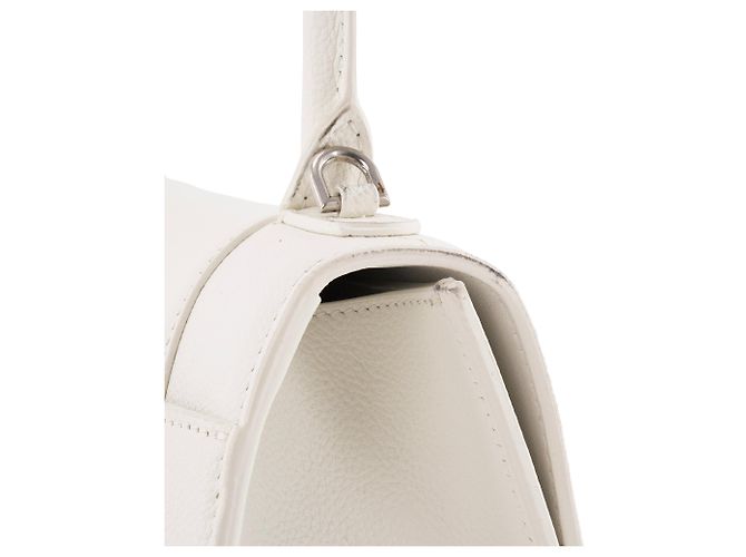 BALENCIAGA - Borsa a Spalla Hourglass in Pelle Bianco Grana - vista 6
