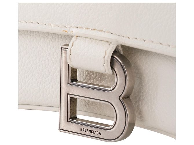 BALENCIAGA - Borsa a Spalla Hourglass in Pelle Bianco Grana - vista 7