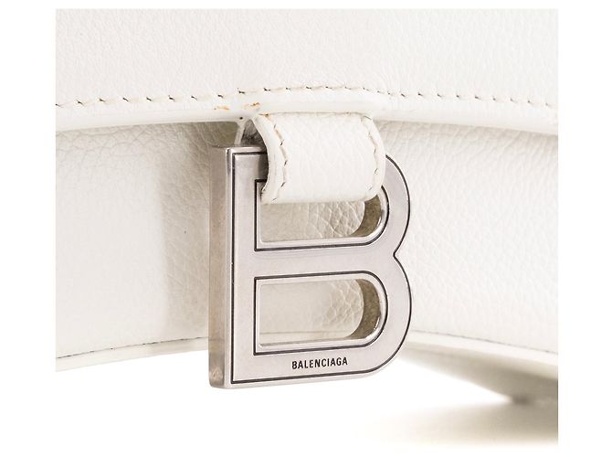 BALENCIAGA - Borsa a Spalla Hourglass in Pelle Bianco Grana - vista 8