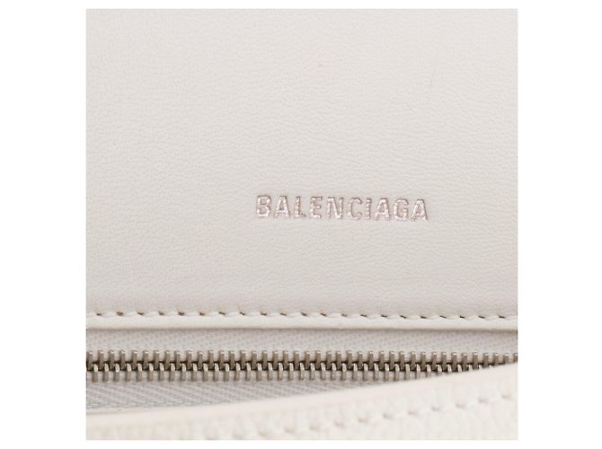 BALENCIAGA - Borsa a Spalla Hourglass in Pelle Bianco Grana - vista 9
