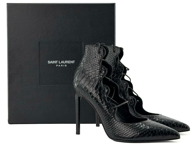 SAINT LAURENT - Saint Laurent Pumps aus Leder mit Python-Effekt (T37,5) Schwarz - Ansicht 6