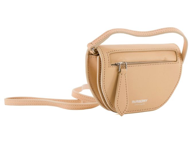 BURBERRY - Borsa a tracolla Olympia mini Burberry in pelle beige - vista 2