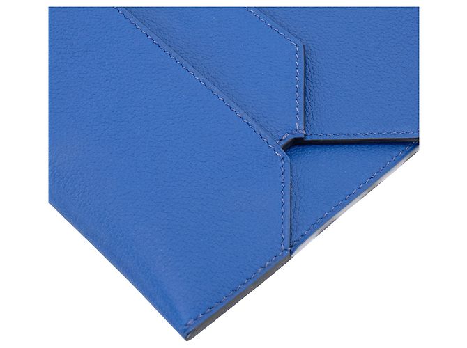 HERMÈS - Pochette Hermès in pelle evercolor blu - vista 3
