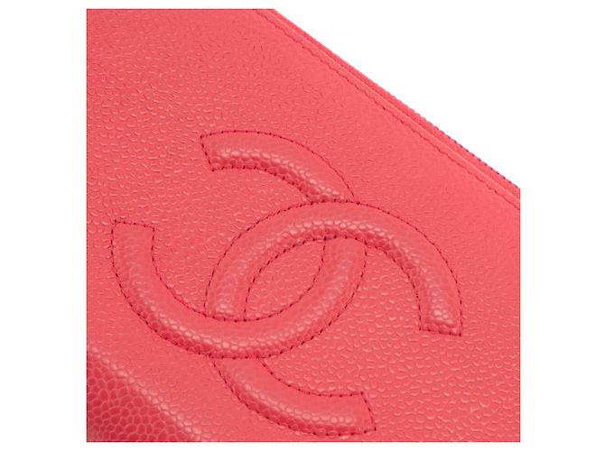 CHANEL - Cartera Larga con Cremallera Chanel de cuero texturizado rosa - vista 4