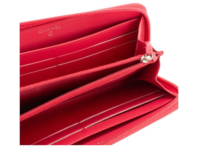 CHANEL - Cartera Larga con Cremallera Chanel de cuero texturizado rosa - vista 7