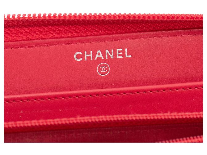 CHANEL - Cartera Larga con Cremallera Chanel de cuero texturizado rosa - vista 8