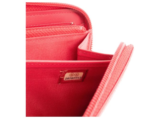 CHANEL - Cartera Larga con Cremallera Chanel de cuero texturizado rosa - vista 9