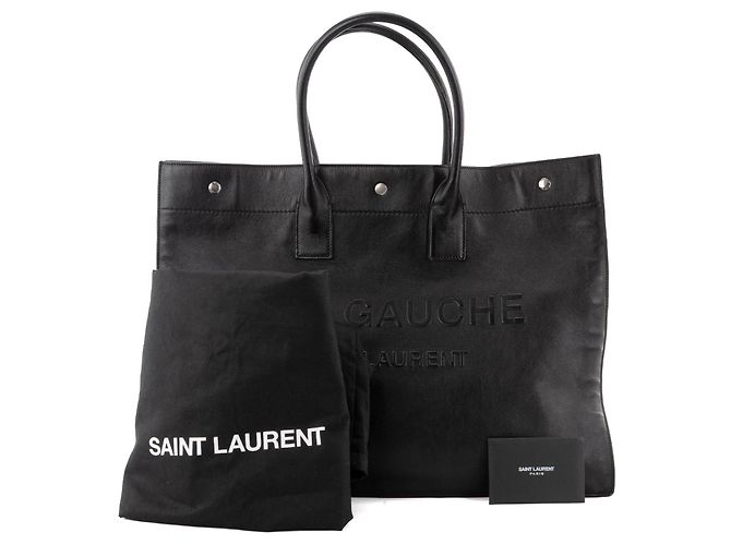 Cabas Rive Gauche SAINT LAURENT - Borsa Tote Rive Gauche GM Saint Laurent in pelle nera grana Nero - vista 10