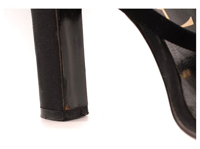 SAINT LAURENT - Décolleté Saint Laurent in raso nero vintage (T38,5) - vista 6