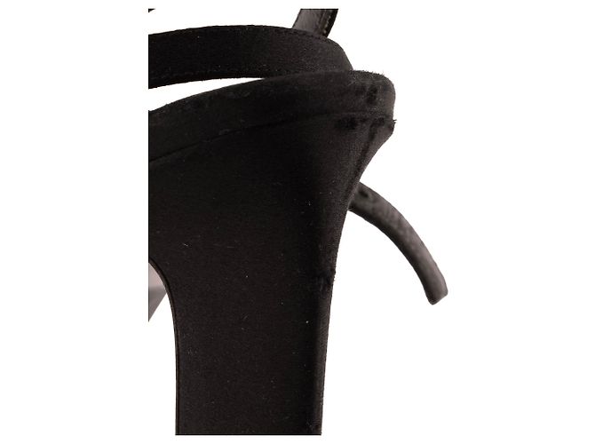 SAINT LAURENT - Décolleté Saint Laurent in raso nero vintage (T38,5) - vista 7
